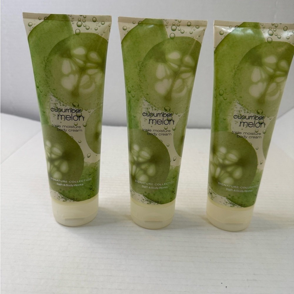 Bath & Body Works Cucumber Melon Triple Moisture Body Cream, 8 ounces x3